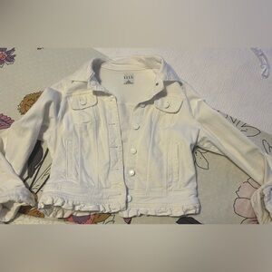 The Cutest ELLE White Ruffle Jean Jacket S